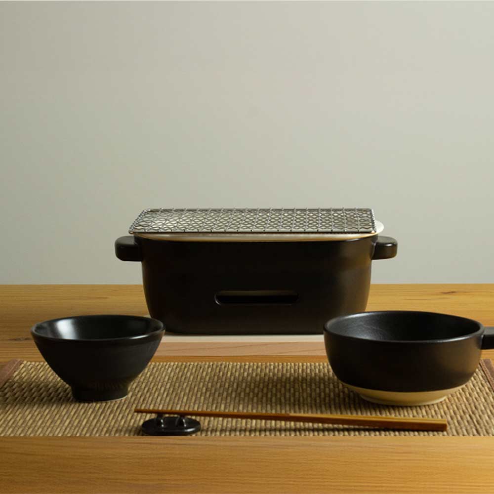 陶の炭火コンロ 角