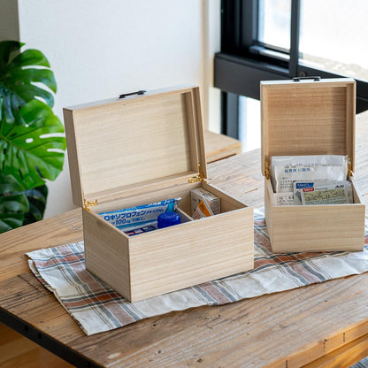 桐のふた付き収納箱