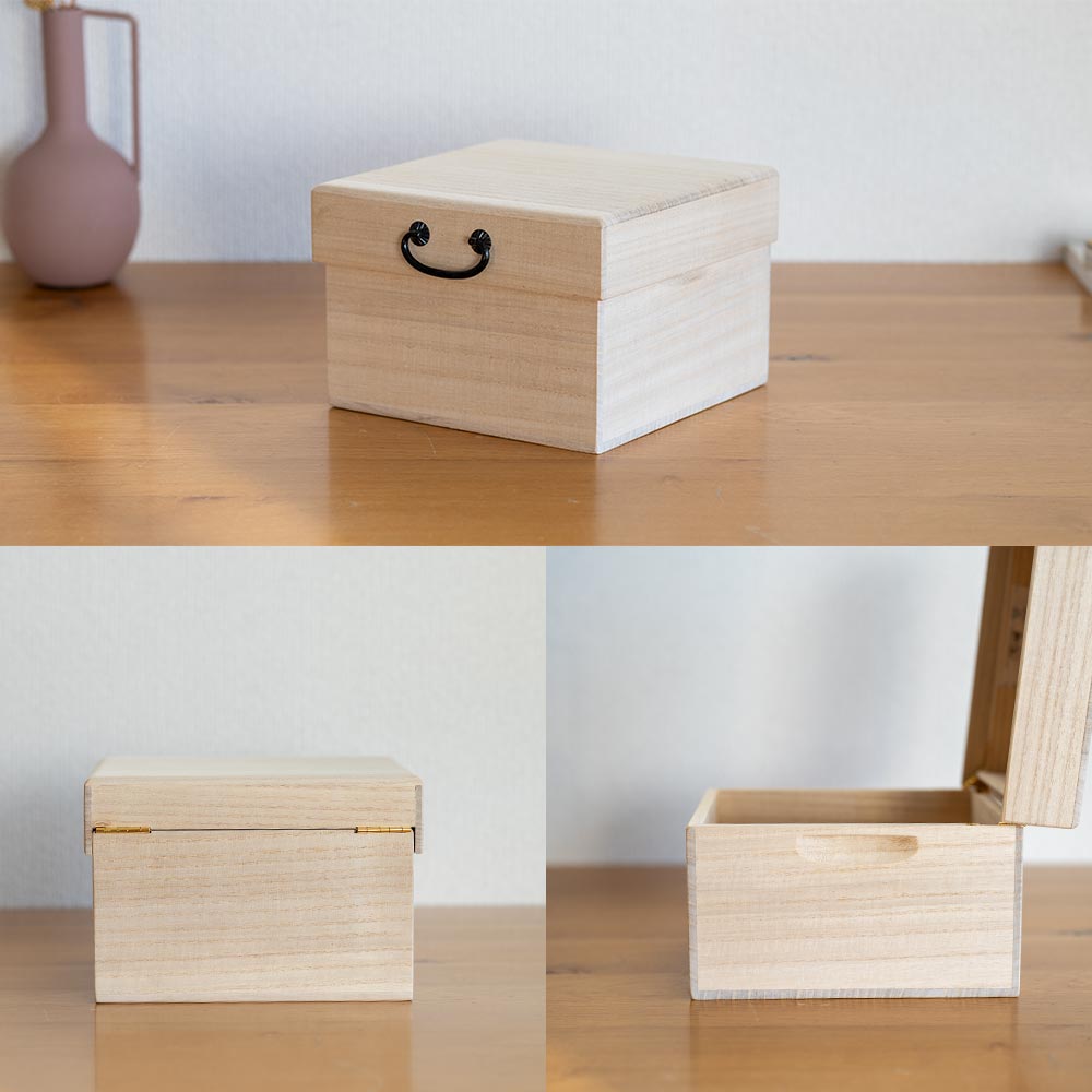桐のふた付き収納箱