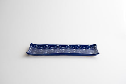 琉璃 長角皿 麻の葉